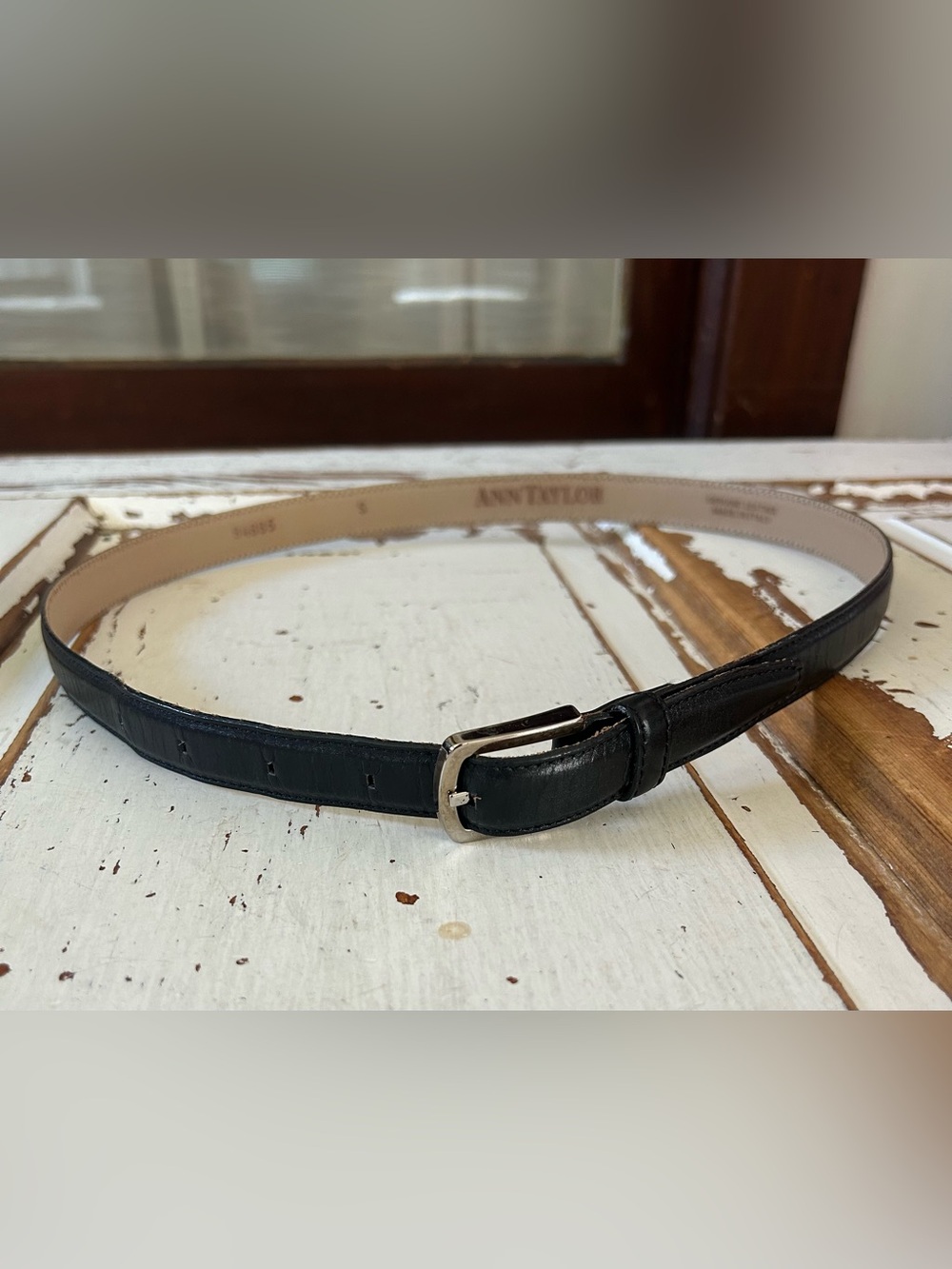 Ann Taylor Black Leather Belt S Fits Waist Approximately 26" To 30"